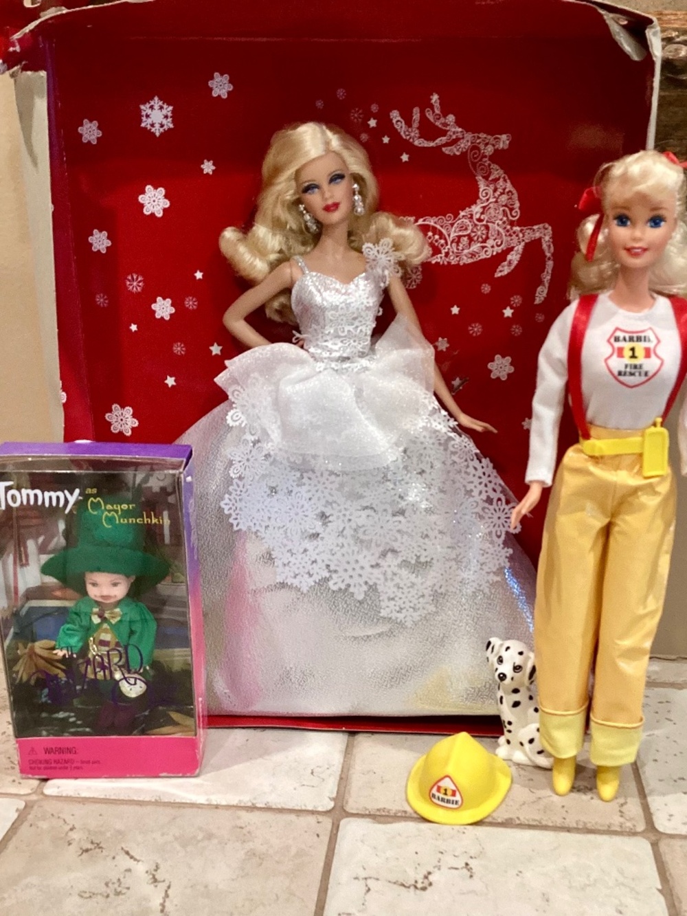 VTG to Modern Barbies Lot of 3 Tommy, Firefighter Barbie & Holiday Barbie